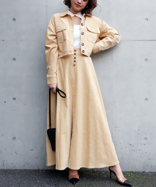 SPIRALGIRL(スパイラルガール)の「細コールスリットフレアスカート(スカート・レディース・ベージュ/グレー/オフホワイト・FREE)」の8枚目の写真