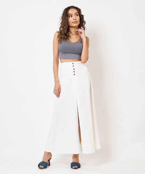 SPIRALGIRL(スパイラルガール)の「細コールスリットフレアスカート(スカート・レディース・ベージュ/グレー/オフホワイト・FREE)」の10枚目の写真