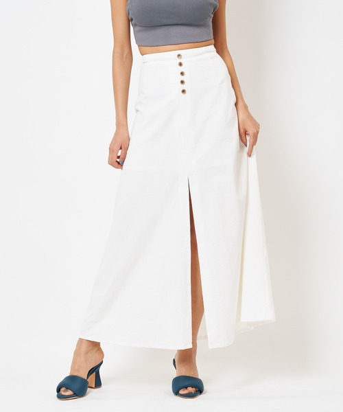 SPIRALGIRL(スパイラルガール)の「細コールスリットフレアスカート(スカート・レディース・ベージュ/グレー/オフホワイト・FREE)」の11枚目の写真