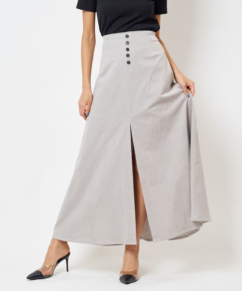 SPIRALGIRL(スパイラルガール)の「細コールスリットフレアスカート(スカート・レディース・ベージュ/グレー/オフホワイト・FREE)」の17枚目の写真