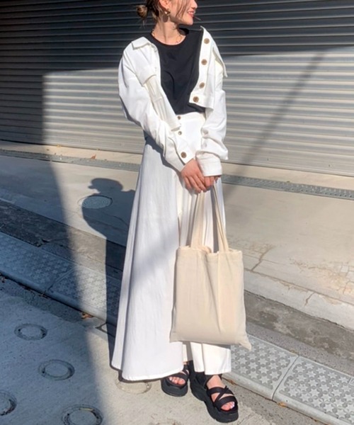 SPIRALGIRL(スパイラルガール)の「細コールスリットフレアスカート(スカート・レディース・ベージュ/グレー/オフホワイト・FREE)」の22枚目の写真