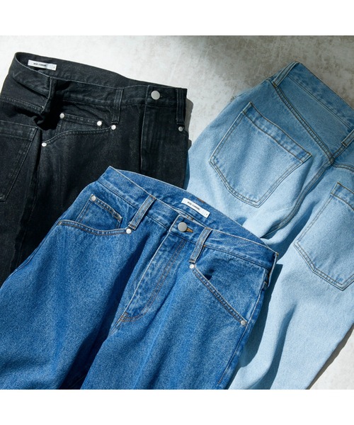 WEGO（ウィゴー）の「WEGO/デニムワイドパンツ（デニムパンツ・メンズ・ブラック/インディゴブルー/ライトインディゴブルー/ホワイト・SMALL/MEDIUM/LARGE）」の5枚目の写真