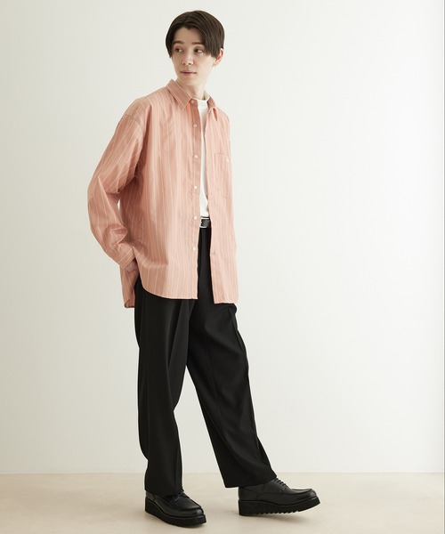 JUNRED(ジュンレッド)の「【ViS×JUNRed共通素材企画】スリットデザインビッグシャツ(シャツ/ブラウス・メンズ・ピンク/ブルー・S/M/L)」の10枚目の写真