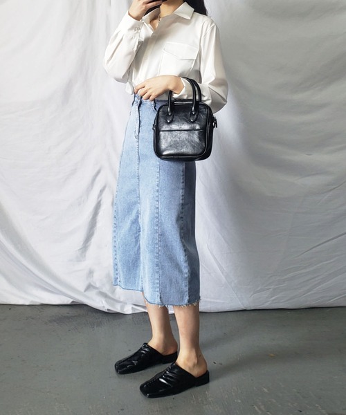 me+em select(ミームセレクト)の「【 S/M/L/XLサイズ展開 】カットオフラインストレッチデニムスカート(デニムスカート・レディース・ブラック/ブルー・SMALL/MEDIUM/LARGE/X-LARGE)」の10枚目の写真