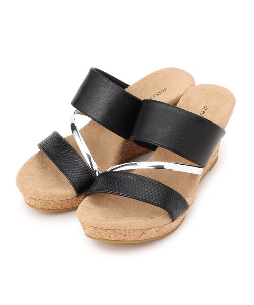 DRESKIP（ドレスキップ）の「◆【歩きやすい/ふかふか/まが～る】 異素材コンビサンダル（サンダル・レディース・ブラック系4/アイボリー系4/こしょう色系5・35/45/25）」の2枚目の写真