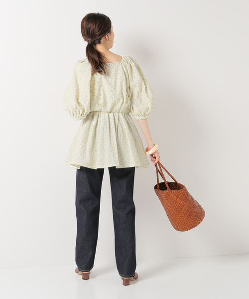 定価27500円 IENA カットジャガードショートブラウス 187t*美品 24SS イエナ IENA カットジャガードショートブラウス