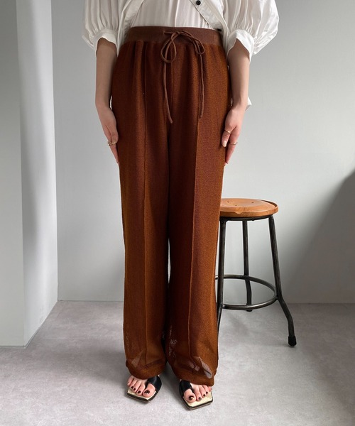 CAPRICIEUX LE'MAGE（カプリシューレマージュ）の「ピンタックメッシュパンツ（その他パンツ・レディース・ブラック/ブラウン/オフホワイト・FREE）」の4枚目の写真