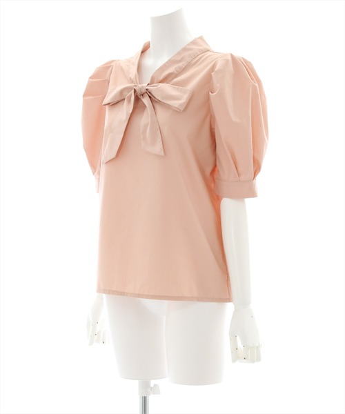 clear（クリア）の「ボウタイパフスリーブブラウス（シャツ/ブラウス・レディース・ブラック/オフホワイト/イエロー/ピンクベージュ・F）」の5枚目の写真