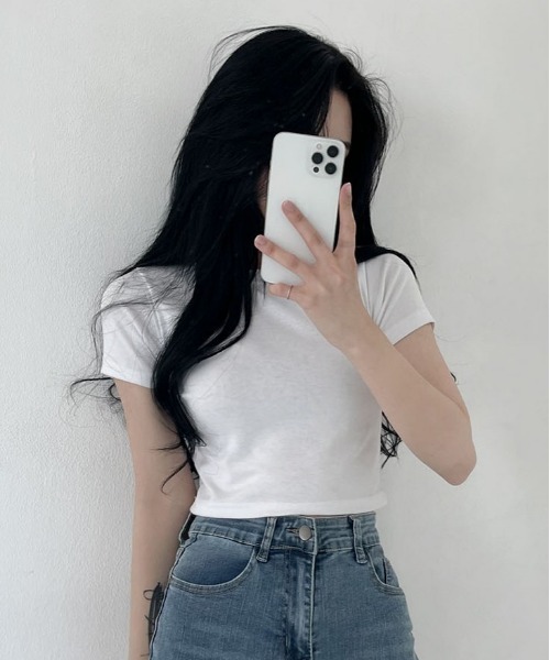 BEIDELLI（ベイデリー）の「[BELLIDE MADE] クロップド半袖Tシャツ（Tシャツ/カットソー・レディース・アイボリー/ブラック/ベージュ/ブルー・FREE）」の16枚目の写真