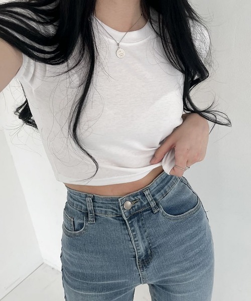 BEIDELLI（ベイデリー）の「[BELLIDE MADE] クロップド半袖Tシャツ（Tシャツ/カットソー・レディース・アイボリー/ブラック/ベージュ/ブルー・FREE）」の22枚目の写真