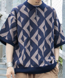 GLOSTER | 【GLOSTER/グロスター】ジオメトリック ニットポロシャツ(ポロシャツ)