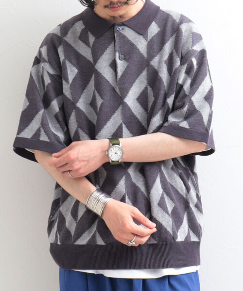 GLOSTER(グロスター)の「【GLOSTER/グロスター】ジオメトリック ニットポロシャツ(ポロシャツ・メンズ・ホワイト/パープル/ネイビー/グリーン・MEDIUM/LARGE)」の20枚目の写真