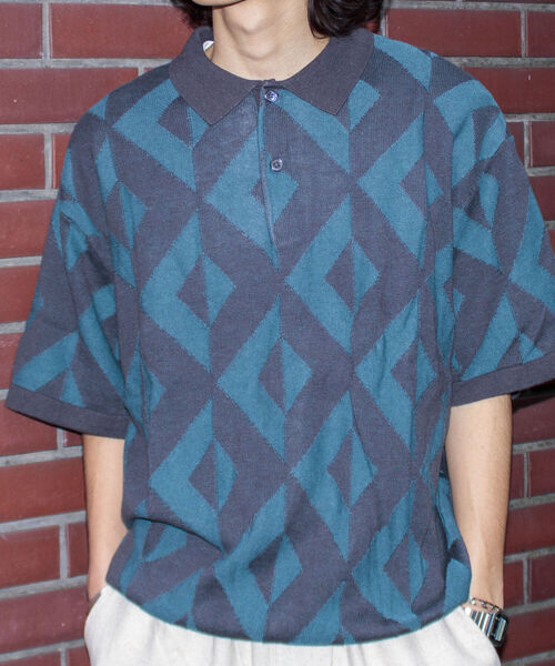 GLOSTER(グロスター)の「【GLOSTER/グロスター】ジオメトリック ニットポロシャツ(ポロシャツ・メンズ・ホワイト/パープル/ネイビー/グリーン・MEDIUM/LARGE)」の22枚目の写真