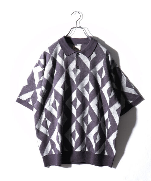 GLOSTER(グロスター)の「【GLOSTER/グロスター】ジオメトリック ニットポロシャツ(ポロシャツ・メンズ・ホワイト/パープル/ネイビー/グリーン・MEDIUM/LARGE)」の10枚目の写真