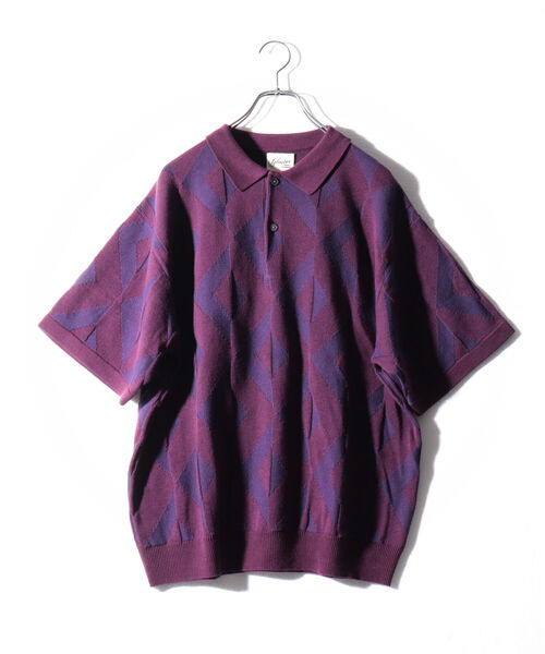 GLOSTER(グロスター)の「【GLOSTER/グロスター】ジオメトリック ニットポロシャツ(ポロシャツ・メンズ・ホワイト/パープル/ネイビー/グリーン・MEDIUM/LARGE)」の11枚目の写真