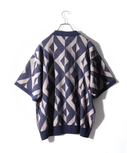 GLOSTER(グロスター)の「【GLOSTER/グロスター】ジオメトリック ニットポロシャツ(ポロシャツ・メンズ・ホワイト/パープル/ネイビー/グリーン・MEDIUM/LARGE)」の13枚目の写真