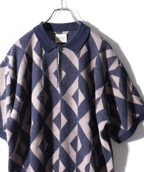 GLOSTER(グロスター)の「【GLOSTER/グロスター】ジオメトリック ニットポロシャツ(ポロシャツ・メンズ・ホワイト/パープル/ネイビー/グリーン・MEDIUM/LARGE)」の14枚目の写真