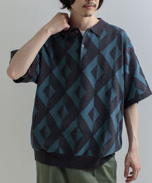 【GLOSTER/グロスター】ジオメトリック ニットポロシャツ