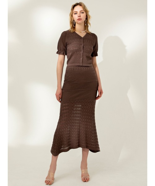 DURAS（デュラス）の「透かし編みフレアスカート（スカート・レディース・ホワイト/ピンク/モカ/グリーン・FREE）」の7枚目の写真