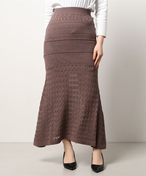 DURAS（デュラス）の「透かし編みフレアスカート（スカート・レディース・ホワイト/ピンク/モカ/グリーン・FREE）」の20枚目の写真