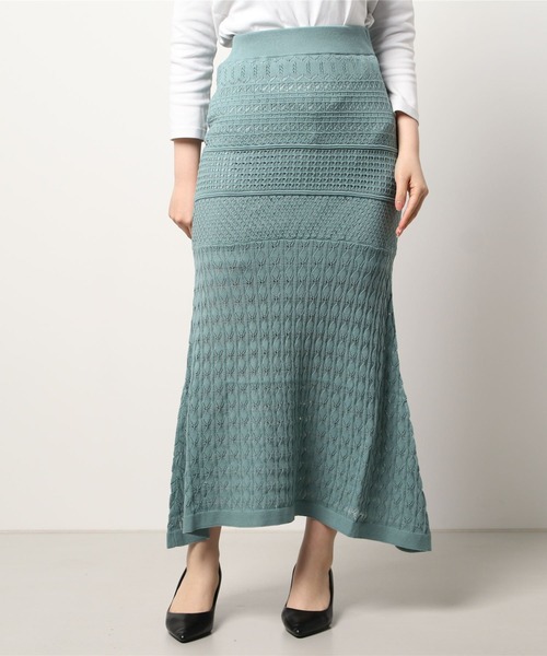 DURAS（デュラス）の「透かし編みフレアスカート（スカート・レディース・ホワイト/ピンク/モカ/グリーン・FREE）」の19枚目の写真
