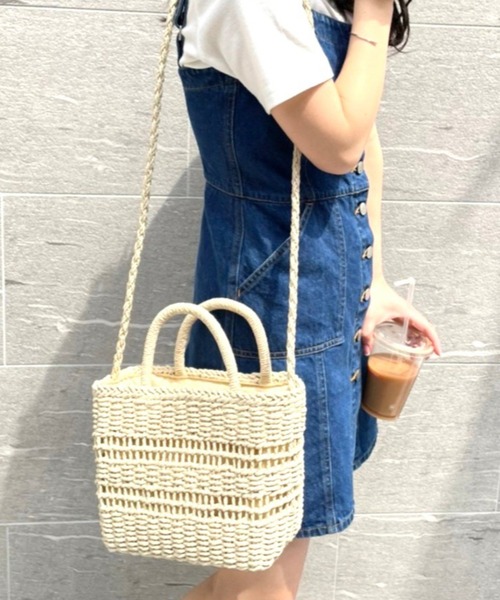 WEGO（ウィゴー）の「WEGO/【2WAY】雑材編みショルダー（ショルダーバッグ・レディース・ベージュ/ナチュラル・FREE）」の7枚目の写真