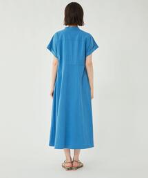 新品 グリーンレーベルリラクシング ライトブルー バンドカラーシャツワンピース green label relaxing（グリーンレーベルリラクシング）の