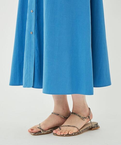 新品 グリーンレーベルリラクシング ライトブルー バンドカラーシャツワンピース UNITED ARROWS green label relaxing - 美品 グリーンレーベル