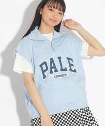 PINK-latte | 【セットアイテム】ハーフZIPビッグベスト+Tシャツ(Tシャツ/カットソー)