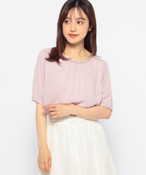 MISCH MASCH（ミッシュマッシュ）の「ビジュー装飾カバーリングブラウス（シャツ/ブラウス・レディース・ホワイト/パープル系その他/ピンク系その他/ブラック・MEDIUM）」の10枚目の写真