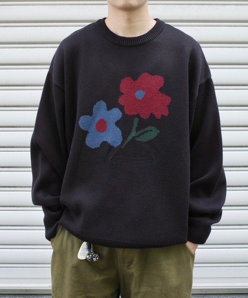 WHO'S WHO gallery（フーズフーギャラリー）の「【BLESS YOU/ブレスユー】フラワーニット（ニット/セーター・メンズ・チャコールグレー/アッシュグレー/ブラック/ネイビー・FREE）」の10枚目の写真