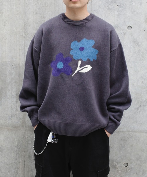 WHO'S WHO gallery（フーズフーギャラリー）の「【BLESS YOU/ブレスユー】フラワーニット（ニット/セーター・メンズ・チャコールグレー/アッシュグレー/ブラック/ネイビー・FREE）」の16枚目の写真