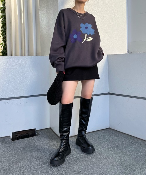 WHO'S WHO gallery（フーズフーギャラリー）の「【BLESS YOU/ブレスユー】フラワーニット（ニット/セーター・メンズ・チャコールグレー/アッシュグレー/ブラック/ネイビー・FREE）」の15枚目の写真