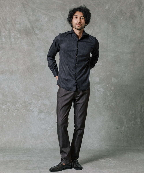 MICHEL KLEIN HOMME (ミッシェルクランオム)の「ベジタブルスエードシャツ(シャツ/ブラウス・メンズ・ブラウン/ブラック/パープル/ボルドー・LARGE/X-LARGE/MEDIUM/44)」の2枚目の写真