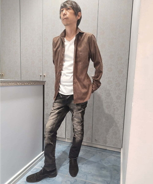 MICHEL KLEIN HOMME (ミッシェルクランオム)の「ベジタブルスエードシャツ(シャツ/ブラウス・メンズ・ブラウン/ブラック/パープル/ボルドー・LARGE/X-LARGE/MEDIUM/44)」の21枚目の写真