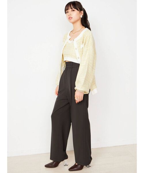 CALNAMUR(カルナムール)の「ツイードニットカーディガン(カーディガン/ボレロ・レディース・イエロー/ブラック/ブルー・FREE)」の9枚目の写真