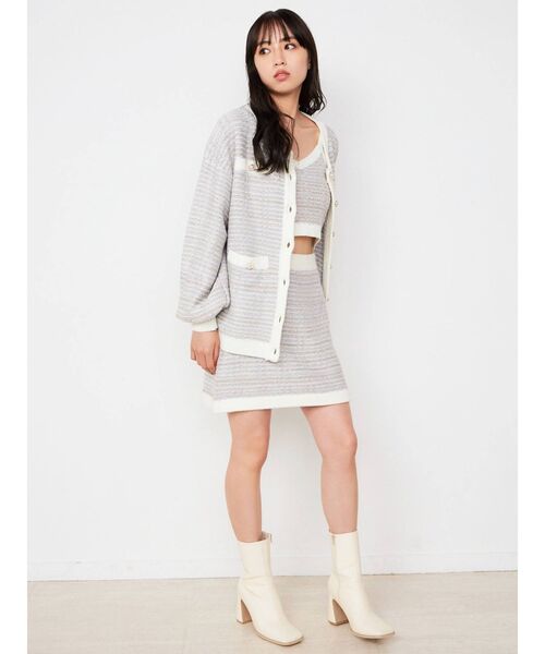 CALNAMUR(カルナムール)の「ツイードニットカーディガン(カーディガン/ボレロ・レディース・イエロー/ブラック/ブルー・FREE)」の13枚目の写真