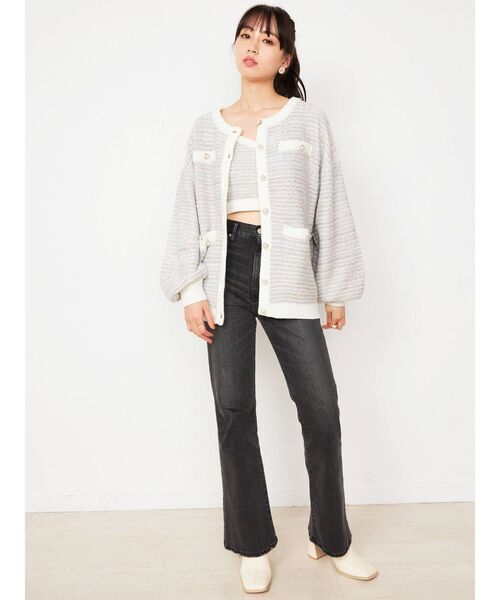 CALNAMUR(カルナムール)の「ツイードニットカーディガン(カーディガン/ボレロ・レディース・イエロー/ブラック/ブルー・FREE)」の14枚目の写真