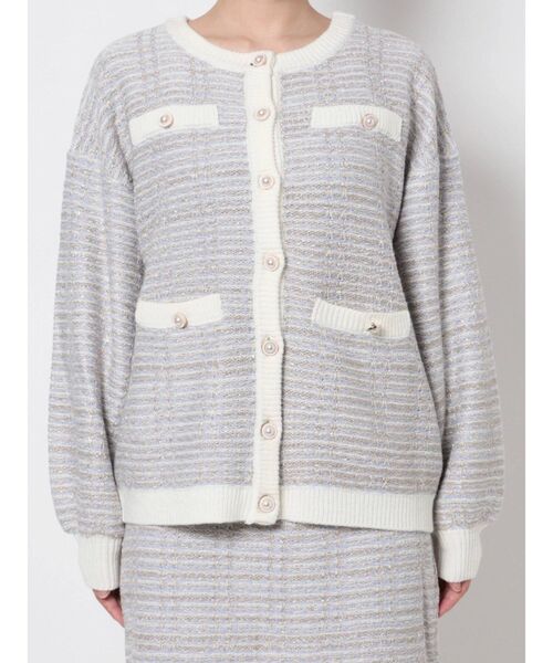 CALNAMUR(カルナムール)の「ツイードニットカーディガン(カーディガン/ボレロ・レディース・イエロー/ブラック/ブルー・FREE)」の15枚目の写真