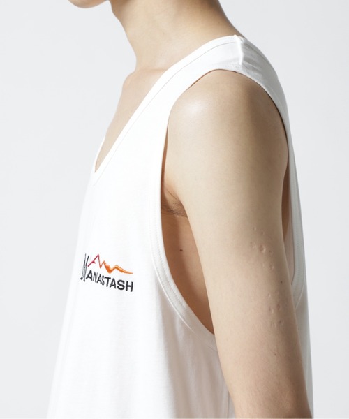MANASTASH（マナスタッシュ）の「MANASTASH/マナスタッシュ　MS Circle logo tanktop　MSサークルロゴタンクトップ（タンクトップ・メンズ・ホワイト/ブラック・M/L）」の13枚目の写真