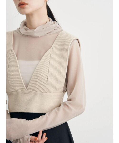 earth music&ecology(アースミュージックアンドエコロジー)の「クロップドニットビスチェ(ベスト・レディース・ブラック/ライトベージュ/グレイッシュベージュ・FREE)」の20枚目の写真