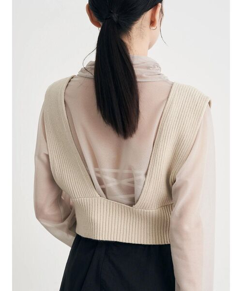 earth music&ecology(アースミュージックアンドエコロジー)の「クロップドニットビスチェ(ベスト・レディース・ブラック/ライトベージュ/グレイッシュベージュ・FREE)」の21枚目の写真