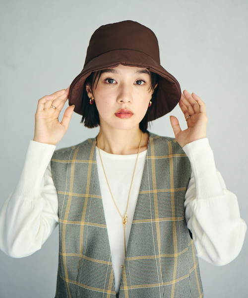 VIS（ビス）の「【洗える】中綿バケットハット（ハット・レディース・ブラック/キナリ/ダークブラウン・FREE）」の16枚目の写真