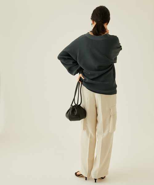 journal standard L'essage（ジャーナルスタンダードレサージュ）の「Amossa 12G カタアゼ カーディガン（カーディガン/ボレロ・レディース・グレー/ブルー・FREE）」の4枚目の写真