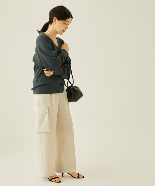 journal standard L'essage（ジャーナルスタンダードレサージュ）の「Amossa 12G カタアゼ カーディガン（カーディガン/ボレロ・レディース・グレー/ブルー・FREE）」の5枚目の写真