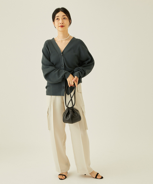 journal standard L'essage（ジャーナルスタンダードレサージュ）の「Amossa 12G カタアゼ カーディガン（カーディガン/ボレロ・レディース・グレー/ブルー・FREE）」の6枚目の写真