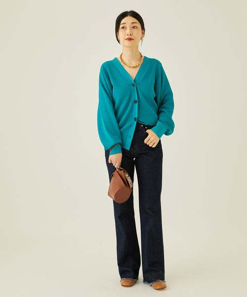 journal standard L'essage（ジャーナルスタンダードレサージュ）の「Amossa 12G カタアゼ カーディガン（カーディガン/ボレロ・レディース・グレー/ブルー・FREE）」の8枚目の写真