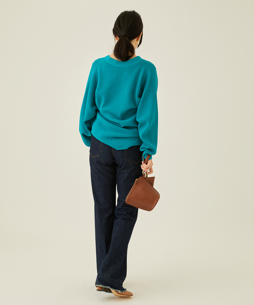 journal standard L'essage（ジャーナルスタンダードレサージュ）の「Amossa 12G カタアゼ カーディガン（カーディガン/ボレロ・レディース・グレー/ブルー・FREE）」の9枚目の写真