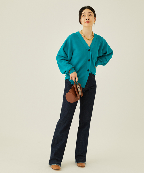 journal standard L'essage（ジャーナルスタンダードレサージュ）の「Amossa 12G カタアゼ カーディガン（カーディガン/ボレロ・レディース・グレー/ブルー・FREE）」の10枚目の写真