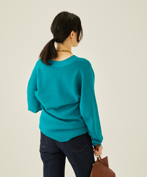 journal standard L'essage（ジャーナルスタンダードレサージュ）の「Amossa 12G カタアゼ カーディガン（カーディガン/ボレロ・レディース・グレー/ブルー・FREE）」の12枚目の写真